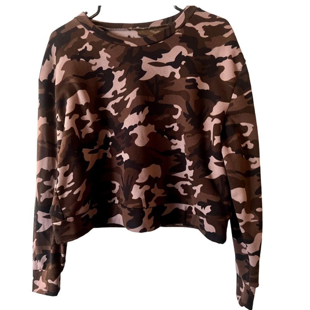 Justice Camouflage Fleece Crop Sweatshirt